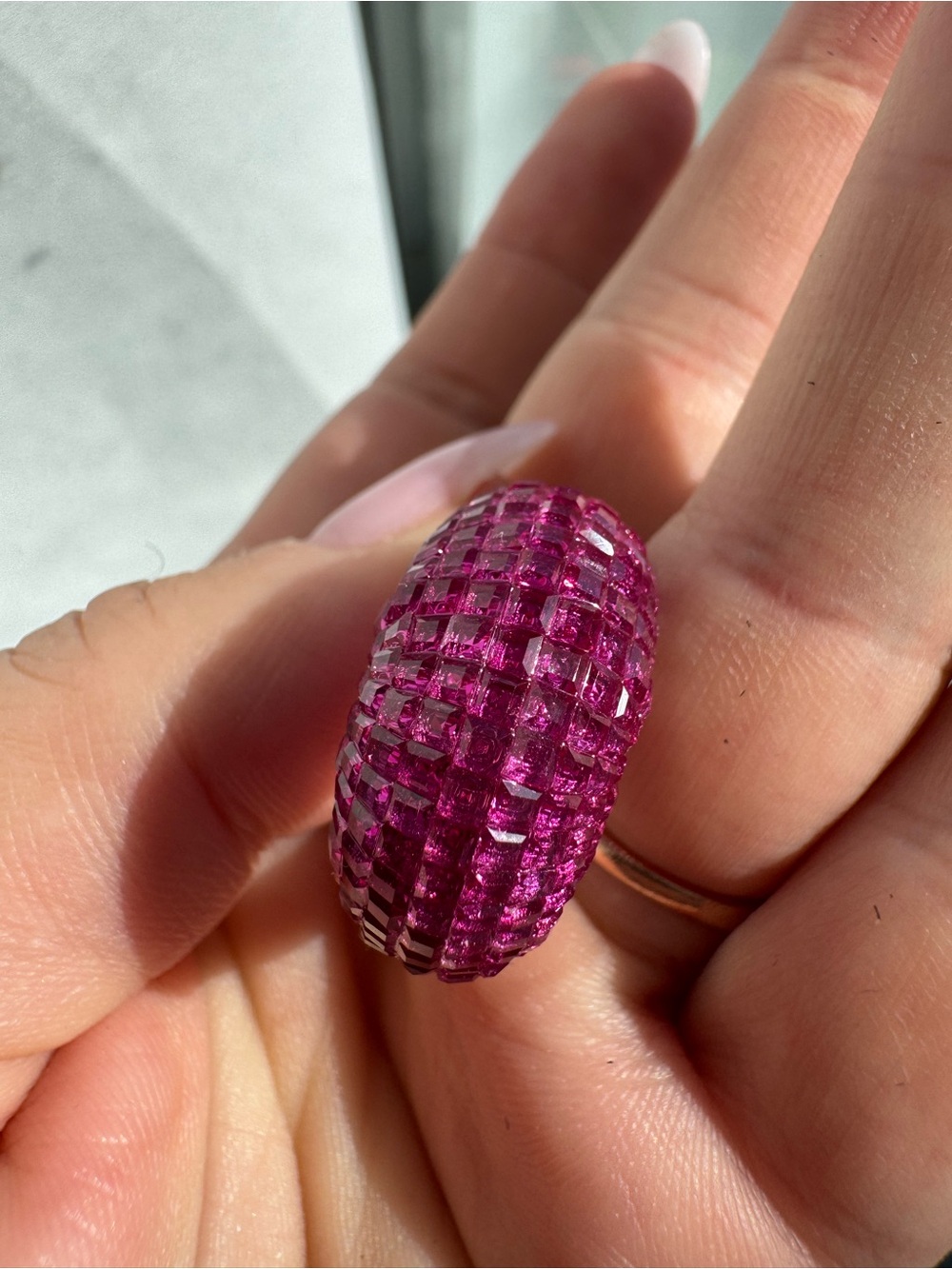 Stunning lab created domed ruby ring set in Sterling silver - Picture 15 of 15